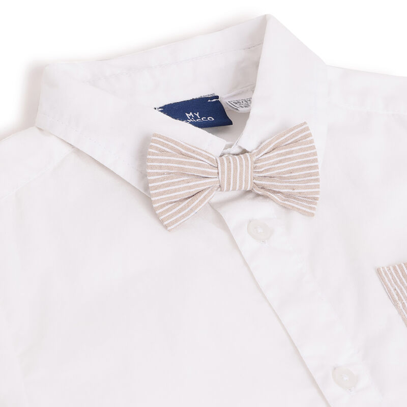Boys White Solid Short Sleeve Shirt image number 2
